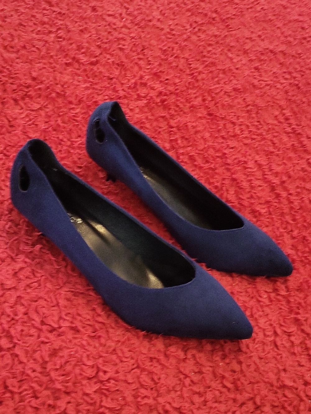 Pointed Toe Navy Kitten Heel Pumps